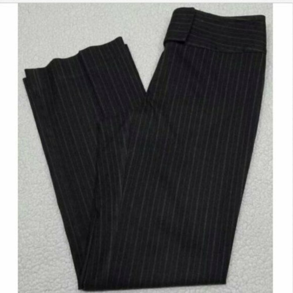 Cabi #634 Size 4 Charcoal Gray Striped Straight Leg Dress Pants